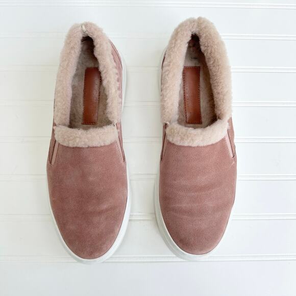 M. Gemi Luciana Cerchio Shearling Slip-On Sneakers Pink Mauve Suede 39.5 - Picture 1 of 8